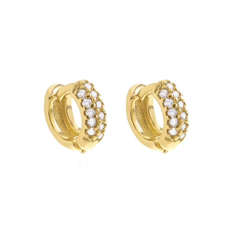 Brinco Argolinha Lya 3 Fileiras Zircônias Cravejadas Folheado a Ouro 18k - Piuka