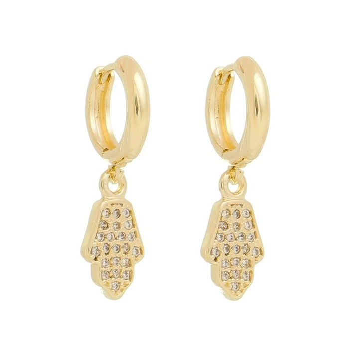 Brinco Argolinha Nick Mão de Fátima Zircônia Cristal Folheado a Ouro 18k