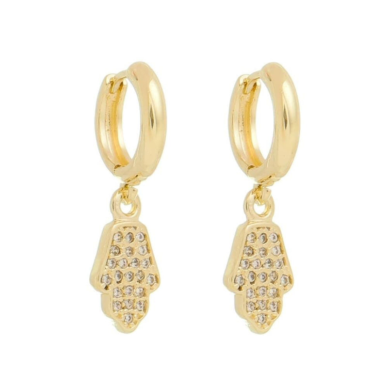 Brinco Argolinha Nick Mão de Fátima Zircônia Cristal Folheado a Ouro 18k - Piuka