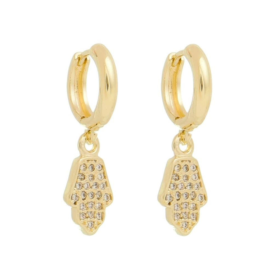 Brinco Argolinha Nick Mão de Fátima Zircônia Cristal Folheado a Ouro 18k - Piuka