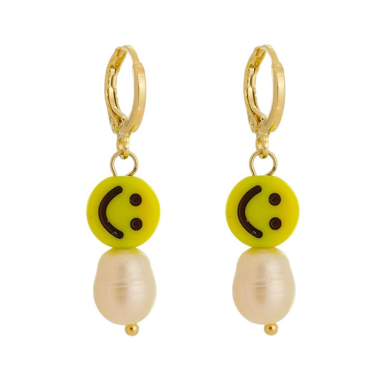 Brinco Argolinha Smile Pérola de Água Doce Folheado a Ouro 18k - Piuka