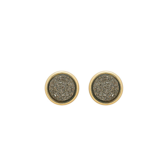 Brinco Bárbara Pirita Grafite Folheado a Ouro 18k