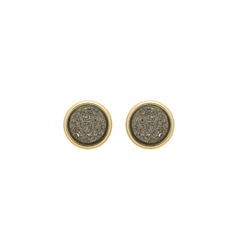 Brinco Bárbara Pirita Grafite Folheado a Ouro 18k - Piuka