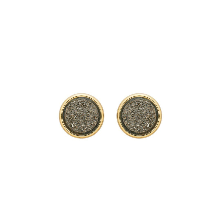 Brinco Bárbara Pirita Grafite Folheado a Ouro 18k - Piuka