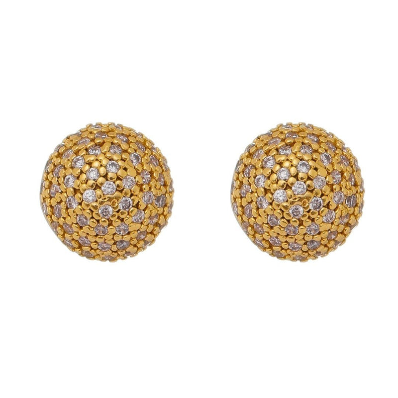 Brinco Bola Grande Zircônias Folheado a Ouro 18k - Piuka