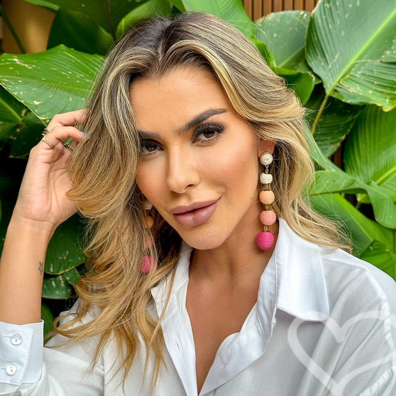 Brinco Bolas Degradê Pink Maria Isabel - Piuka