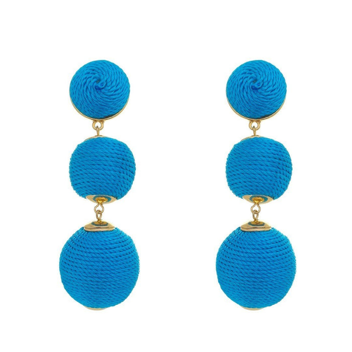 Brinco Bolas Fio Azul Maria Elimia
