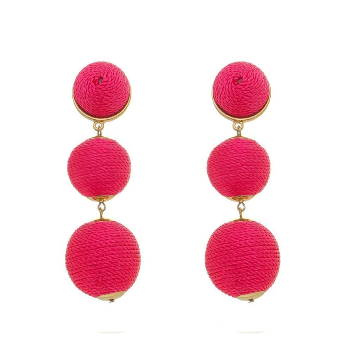 Brinco Bolas Fio Pink Maria Elimia