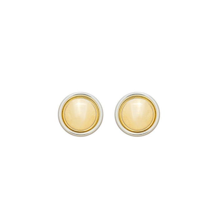 Brinco Botão Analu Folheado a Ouro Folheado em Ródio Branco