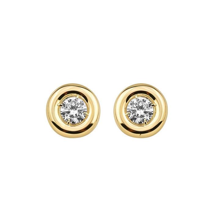 Brinco Botão Fernanda Zircônia Folheado a Ouro 18k