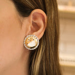 Brinco Botão Lorena Folheado a Ouro Folheado em Ródio Branco - Piuka