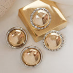 Brinco Botão Lorena Folheado a Ouro Folheado em Ródio Branco - Piuka