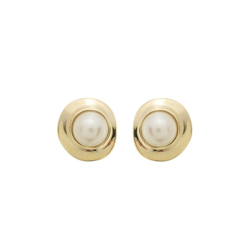 Brinco Botão Lucieli Pérola Dourado - Piuka
