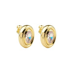 Brinco Botão Oval Ariane Zircônia Folheado a Ouro 18k - Piuka