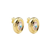 Brinco Botão Oval Ariane Zircônia Folheado a Ouro 18k - Piuka