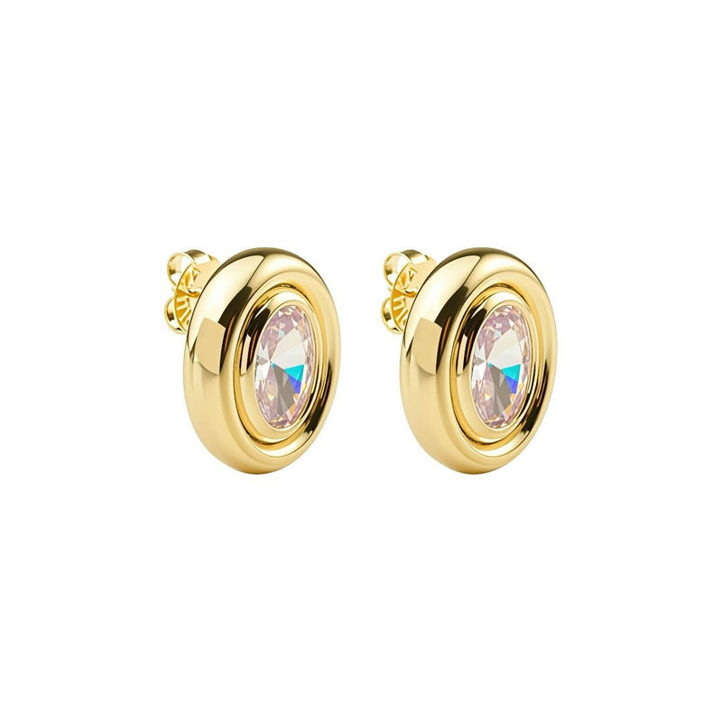 Brinco Botão Oval Ariane Zircônia Folheado a Ouro 18k - Piuka