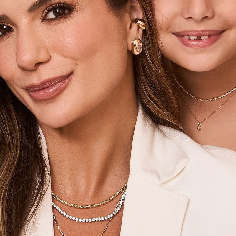 Brinco Botão Sarah Zircônia Folheado a Ouro 18k - Piuka