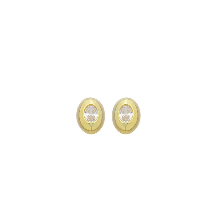 Brinco Botão Sarah Zircônia Folheado a Ouro 18k