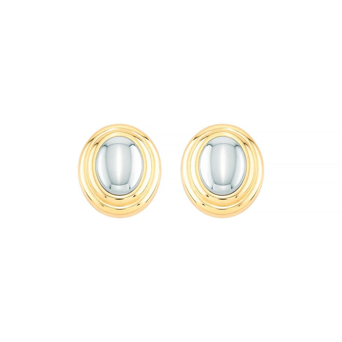 Brinco Cecilia Oval Folheado a Ouro 18k e Folheado em Ródio Branco