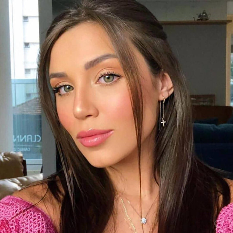 Brinco Celestial Fio Cruz Zircônia Folheado a Ouro 18k - Piuka