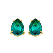 Brinco Clara Zircônia Gota Esmeralda Folheado a Ouro 18k - Piuka