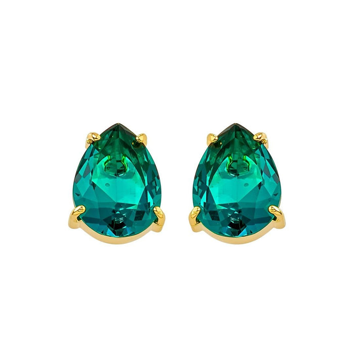Brinco Clara Zircônia Gota Esmeralda Folheado a Ouro 18k