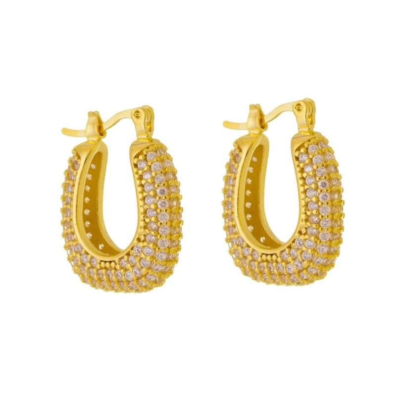 Brinco de Argola Cravejada Katy Zircônias Folheado a Ouro 18k - Piuka
