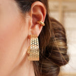 Brinco de Argola Erica Texturizado Folheado a Ouro 18k - Piuka