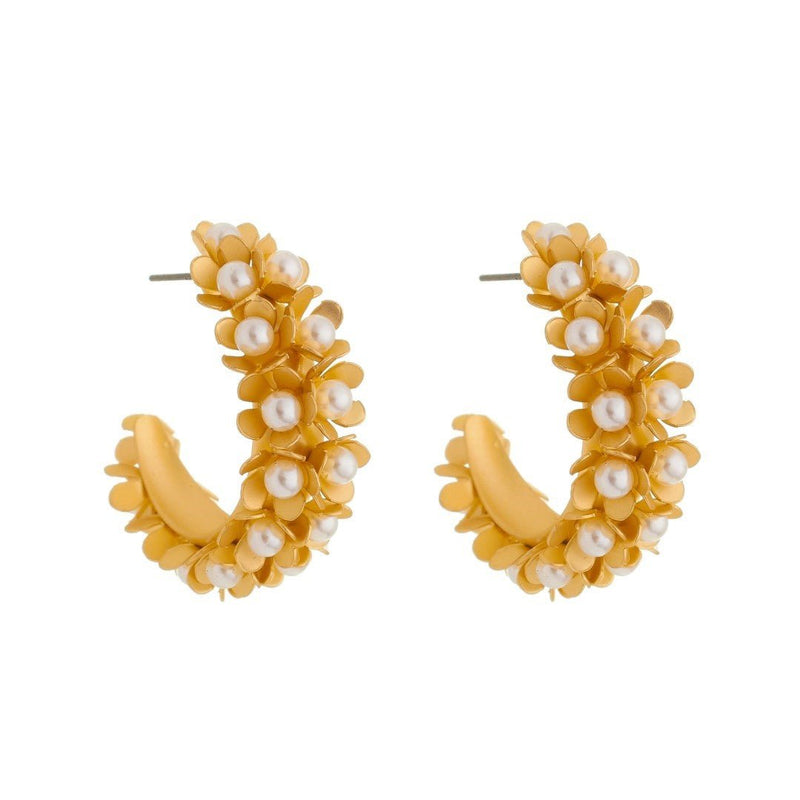 Brinco de Argola Flor Lirís Dourado - Piuka