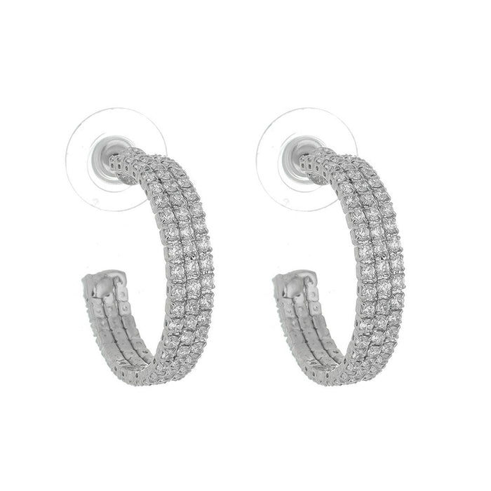 Brinco de Argola Kate M Zircônias Folheado em Ródio Branco