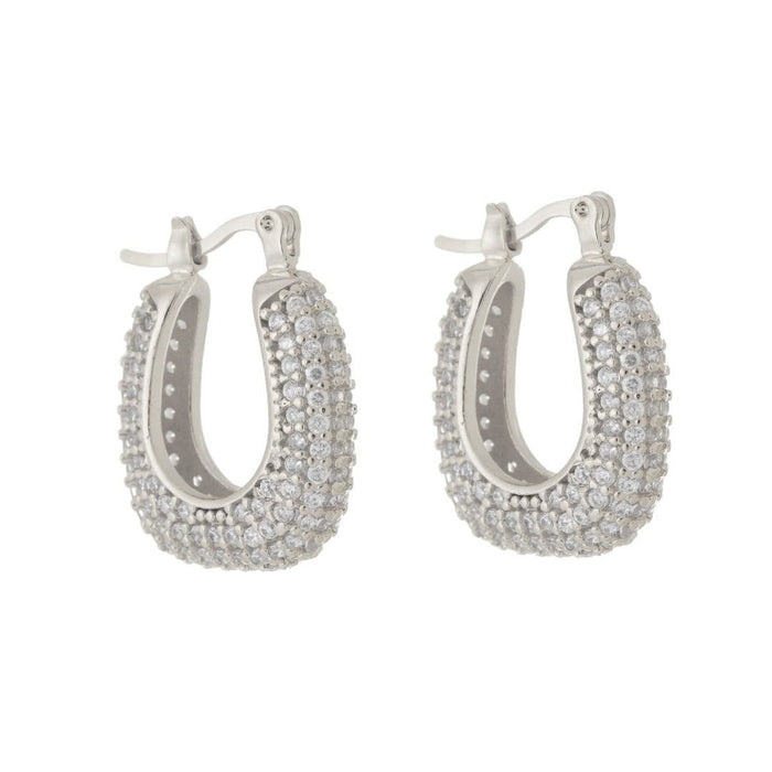 Brinco de Argola Katy Cravejada Zircônias Folheado em Ródio Branco