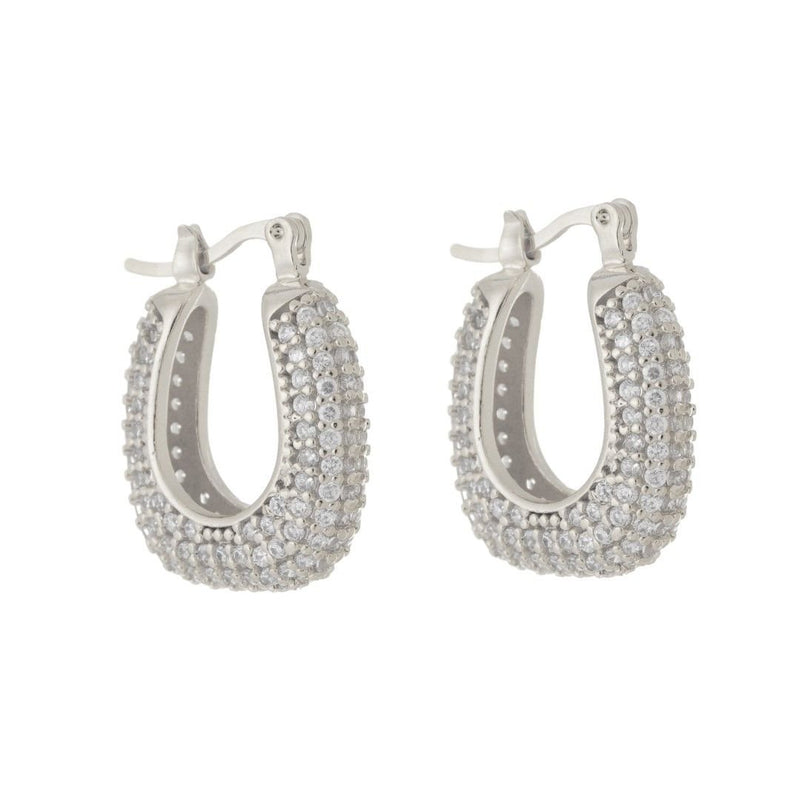 Brinco de Argola Katy Cravejada Zircônias Folheado em Ródio Branco - Piuka