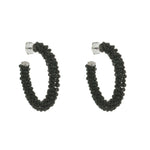 Brinco de Argola Lila Cristais Preto Piuka - Piuka