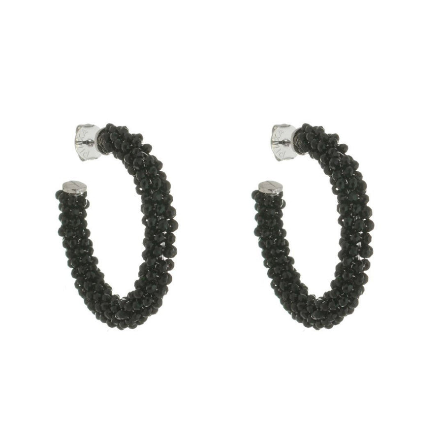 Brinco de Argola Lila Cristais Preto Piuka - Piuka