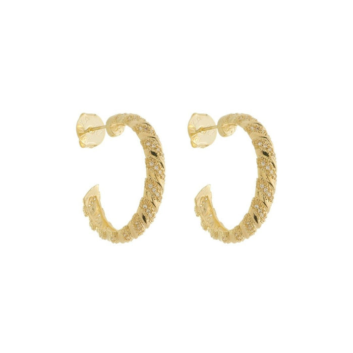 Brinco de Argola Mia M Zircônias Folheado a Ouro 18k