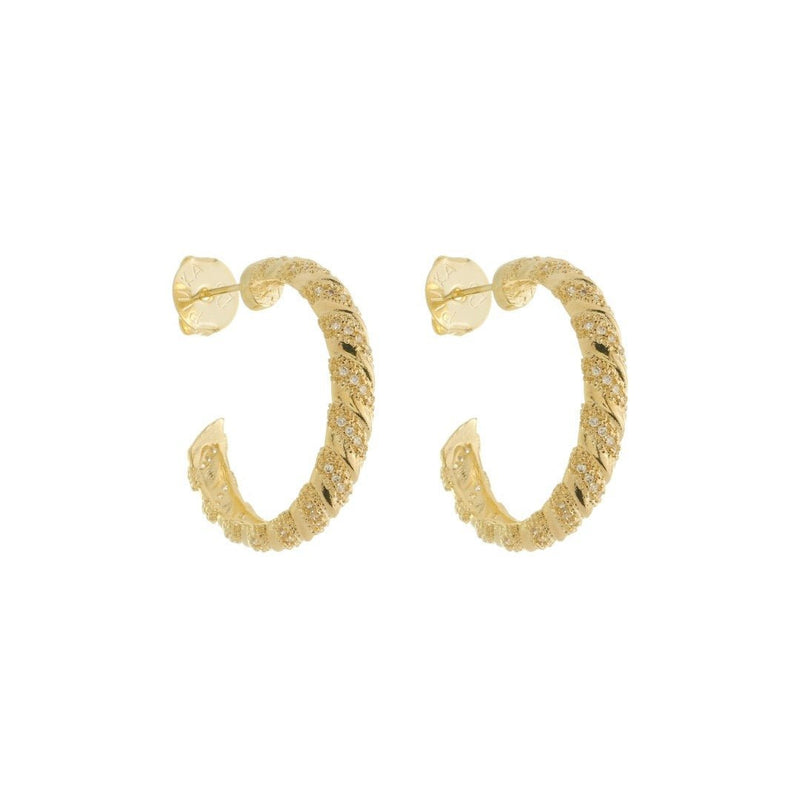 Brinco de Argola Mia M Zircônias Folheado a Ouro 18k - Piuka