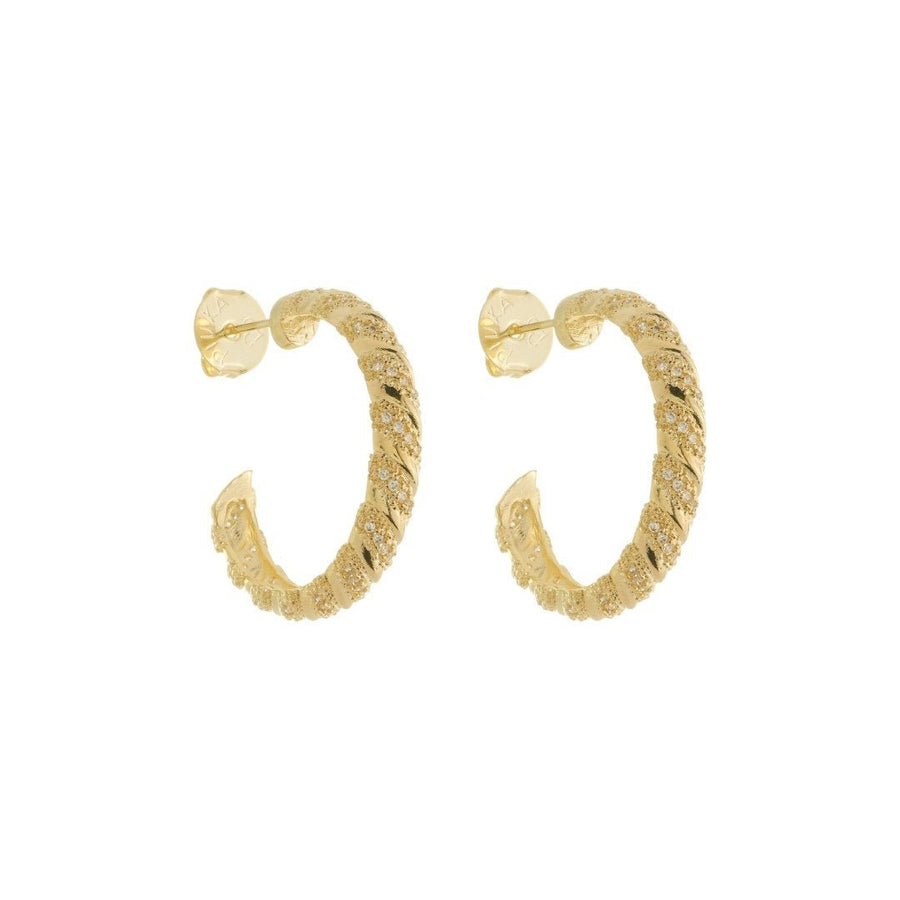 Brinco de Argola Mia M Zircônias Folheado a Ouro 18k - Piuka