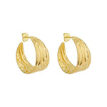Brinco de Argola Texturizada Michelle Folheado a Ouro 18k - Piuka
