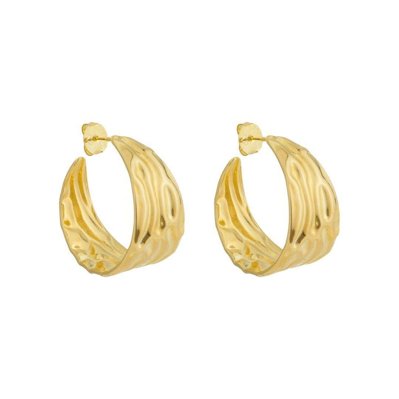 Brinco de Argola Texturizada Michelle Folheado a Ouro 18k - Piuka