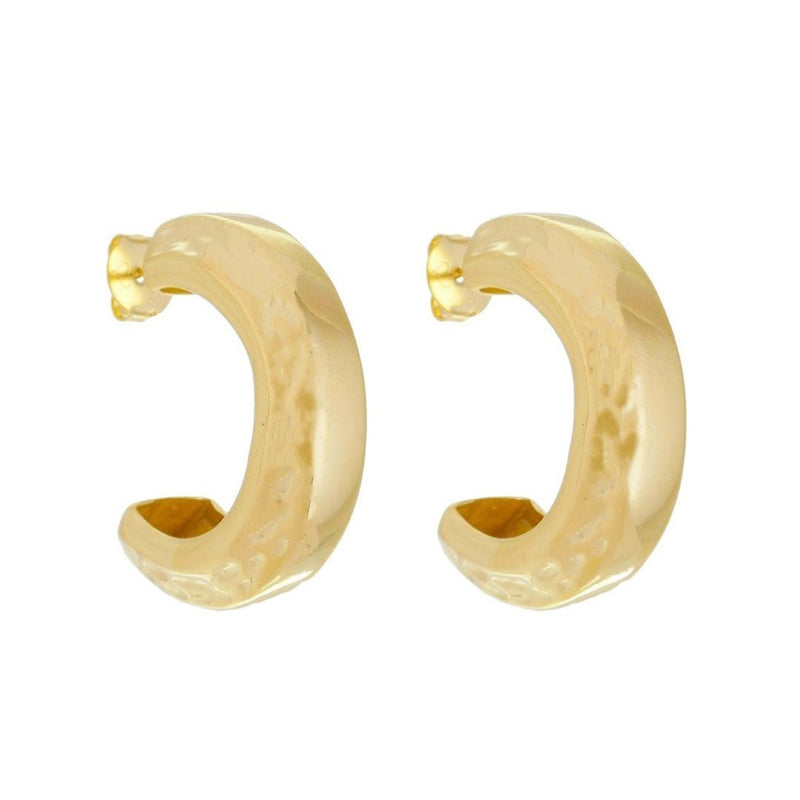Brinco de Argola Texturizado Malú Folheado a Ouro 18k - Piuka
