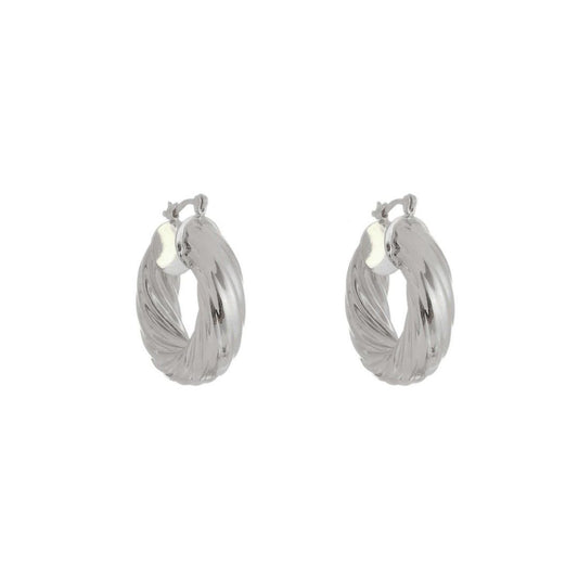 Brinco de Argola Torcido Melina P Folheado em Ródio Branco - Piuka