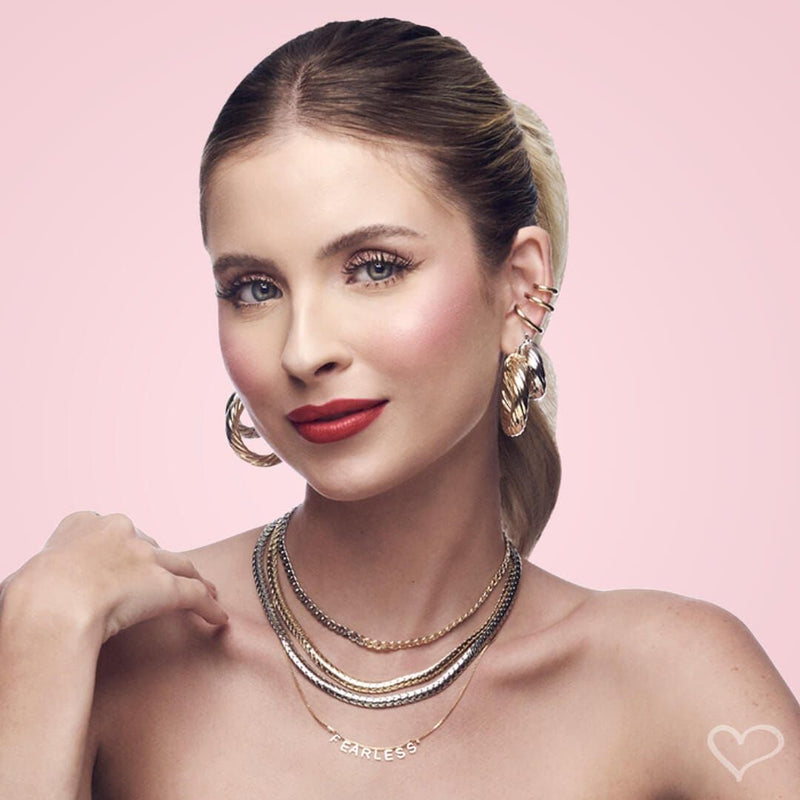 Brinco de Argola Torcido Melina P Folheado em Ródio Branco - Piuka