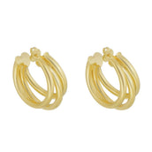 Brinco de Argola Tripla Tubo Liso Enola G Folheado a Ouro 18k - Piuka
