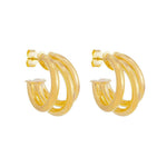 Brinco de Argola Tripla Tubo Liso Enola P Folheado a Ouro 18k - Piuka