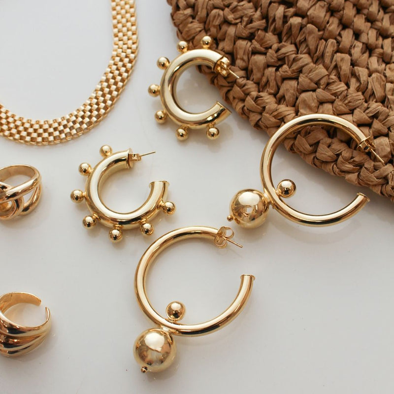 Brinco de Argola Tubo Carolina Folheado a Ouro 18k - Piuka