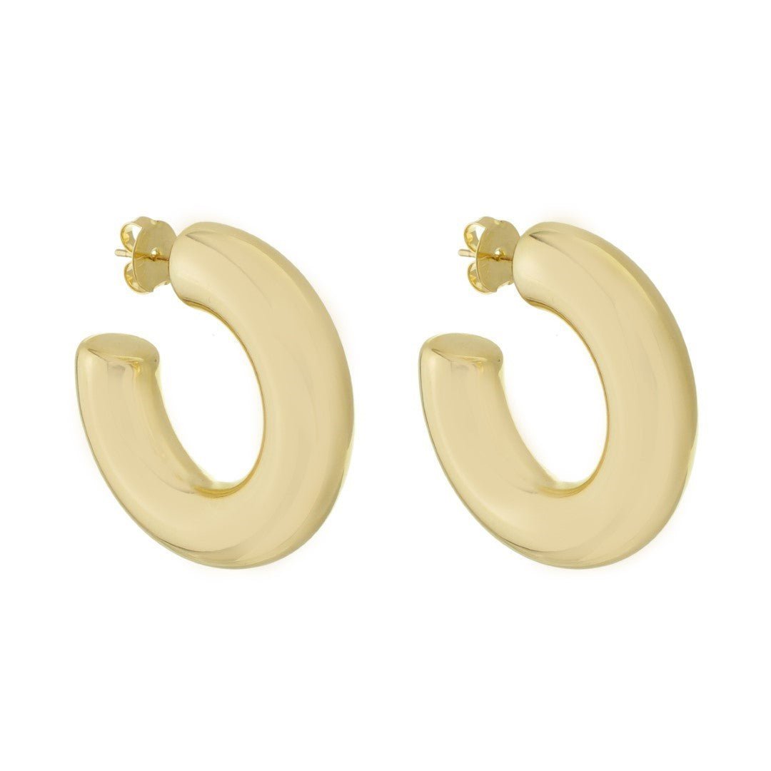Brinco de Argola Tubo G Ariel Folheado a Ouro 18k - Piuka