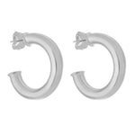 Brinco de Argola Tubo Lele G Folheado em Ródio Branco - Piuka