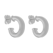 Brinco de Argola Tubo Lele P Folheado em Ródio Branco - Piuka