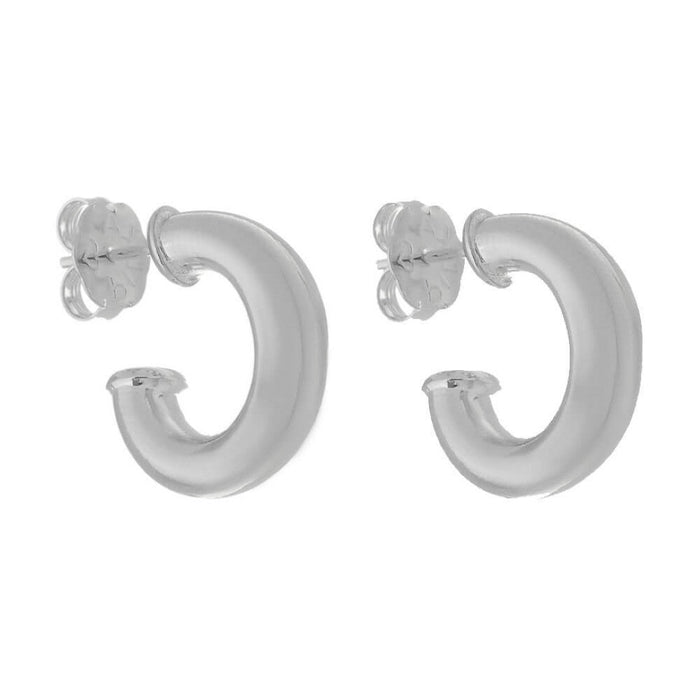Brinco de Argola Tubo Lele P Folheado em Ródio Branco