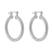 Brinco de Argola Tubo Nana G Folhedo em Ródio Branco - Piuka